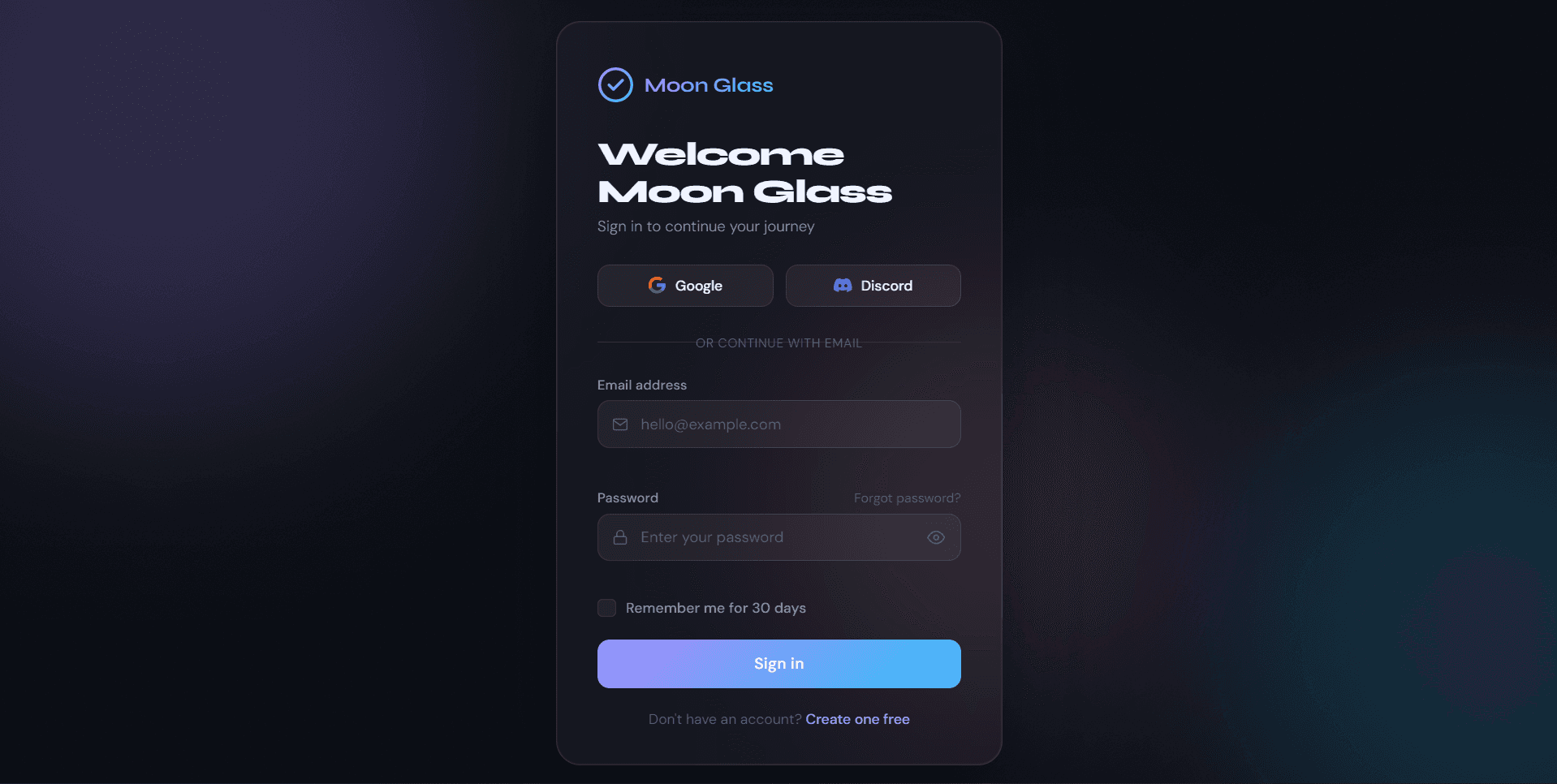 Moon Glass Login Ui