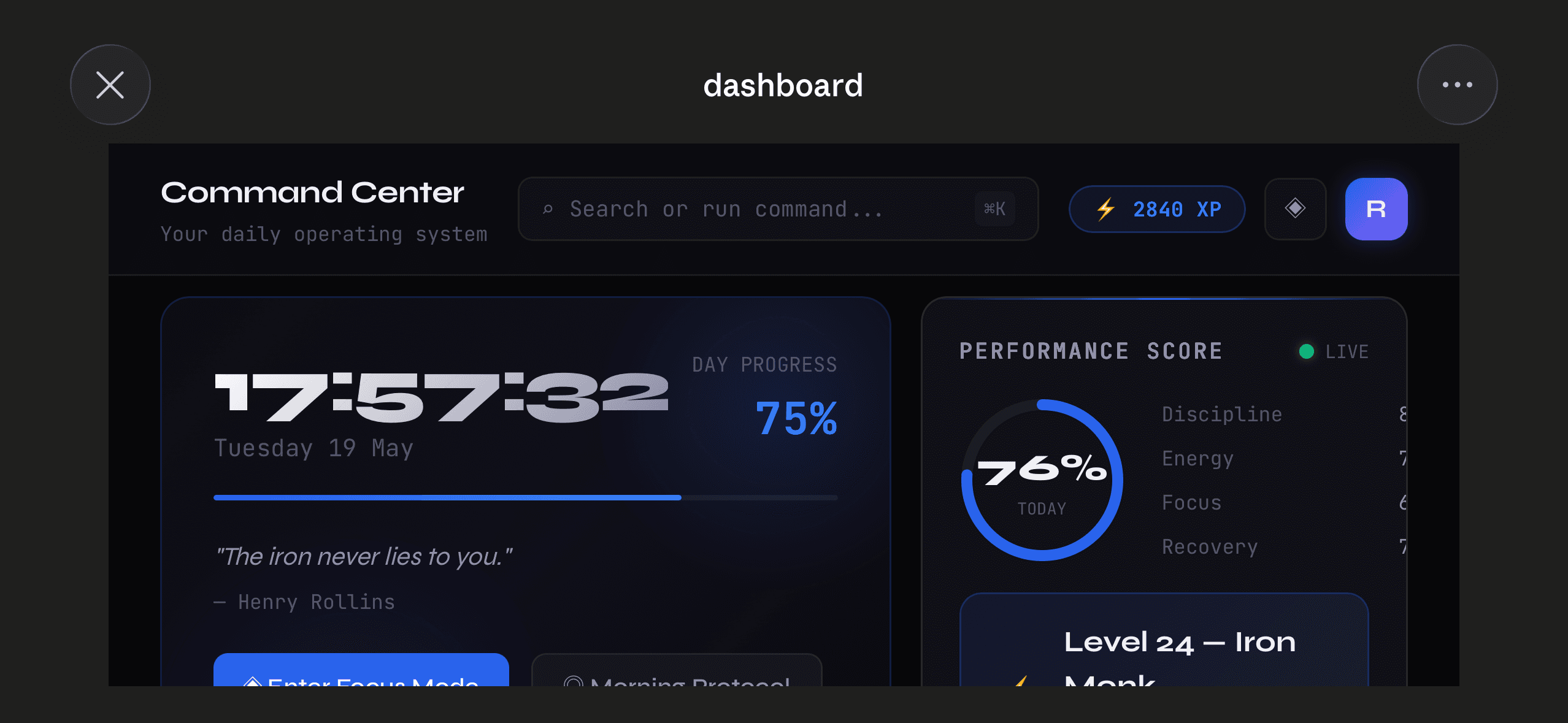 Personal Dashboard Organicr you live