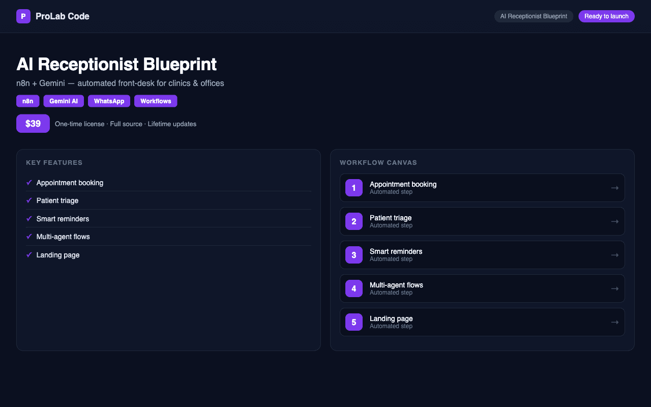 AI Receptionist Blueprint (n8n + Gemini)