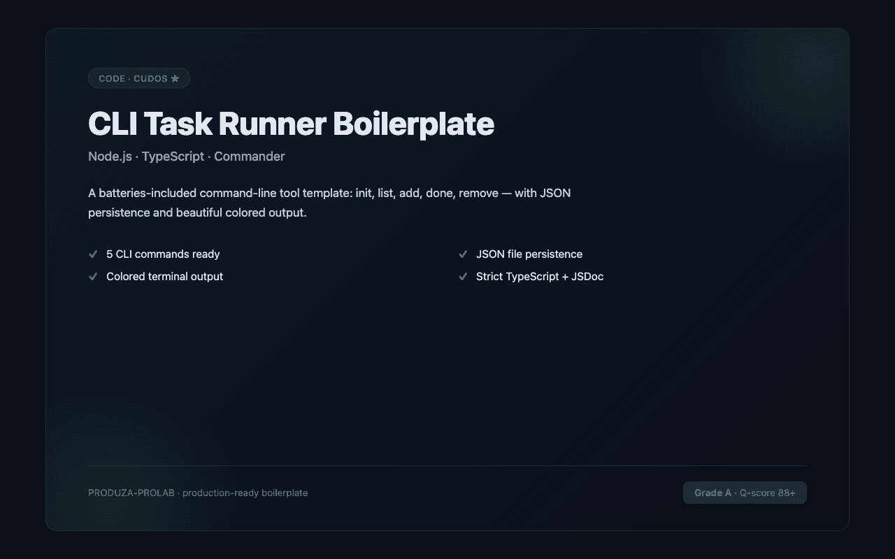 CLI Task Runner Boilerplate (Node.js + TypeScript + Commander)