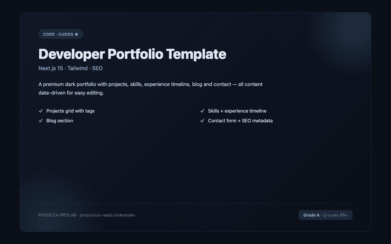 Developer Portfolio Template (Next.js 15 + Tailwind)
