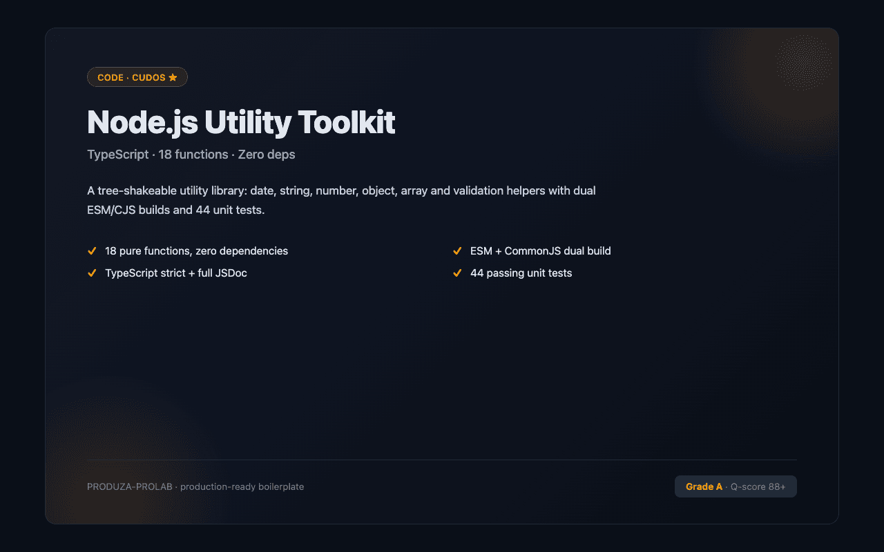 Node.js Utility Toolkit (18 TS Functions, Zero Deps)