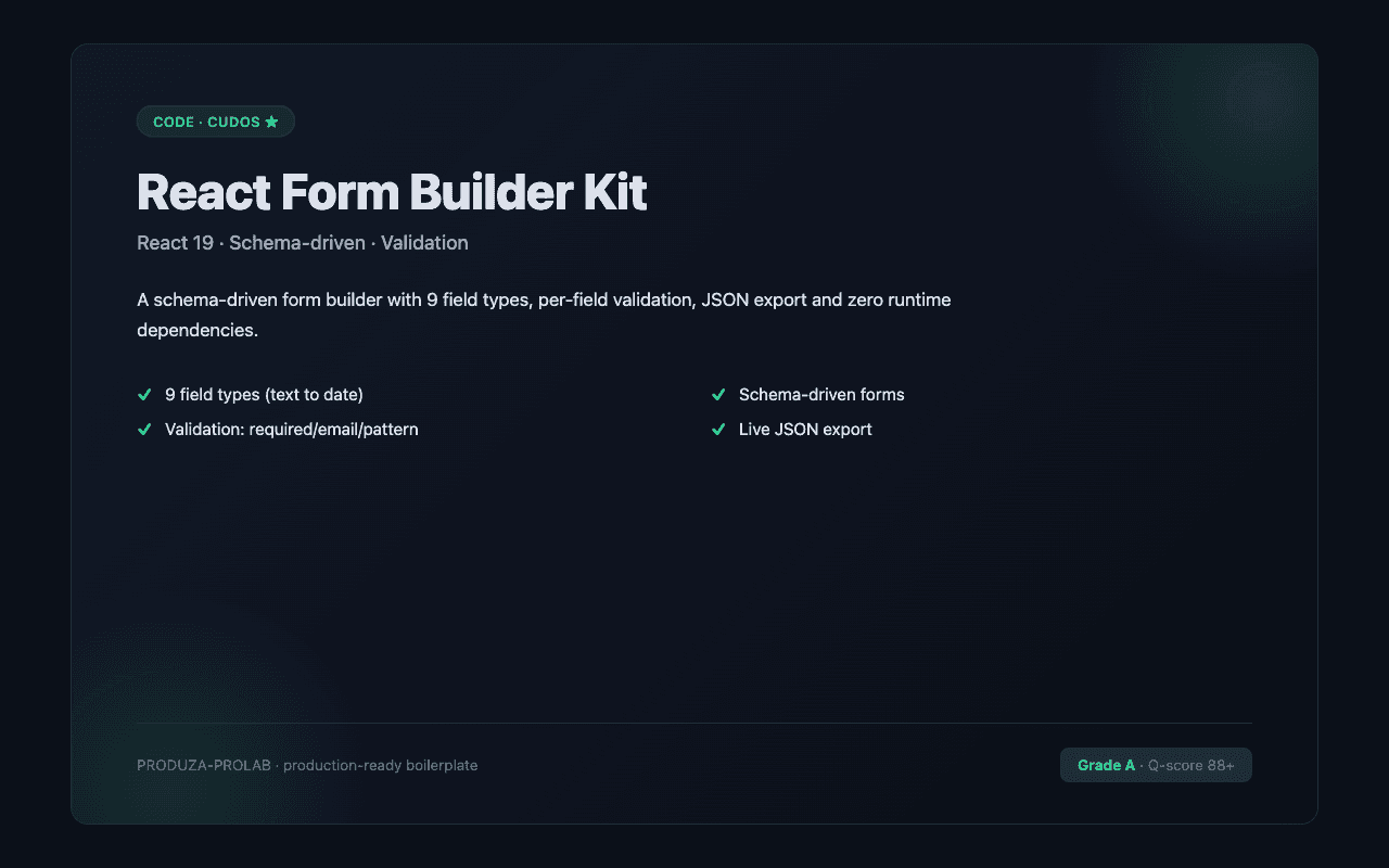 React Form Builder Kit (Schema-driven + Validation)