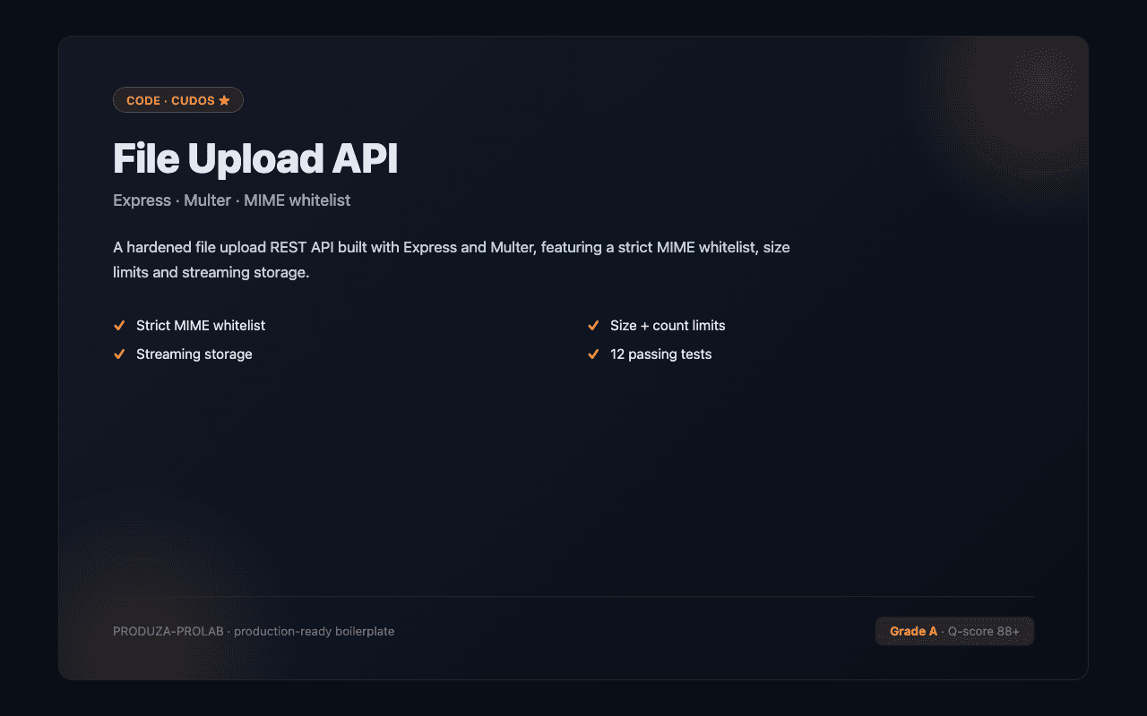 File Upload REST API (Express + Multer, hardened)