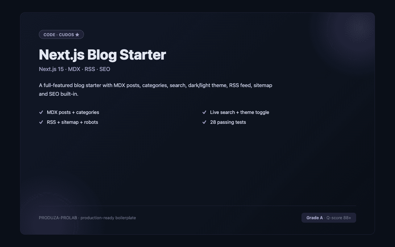 Next.js Blog Starter (MDX + RSS + SEO)