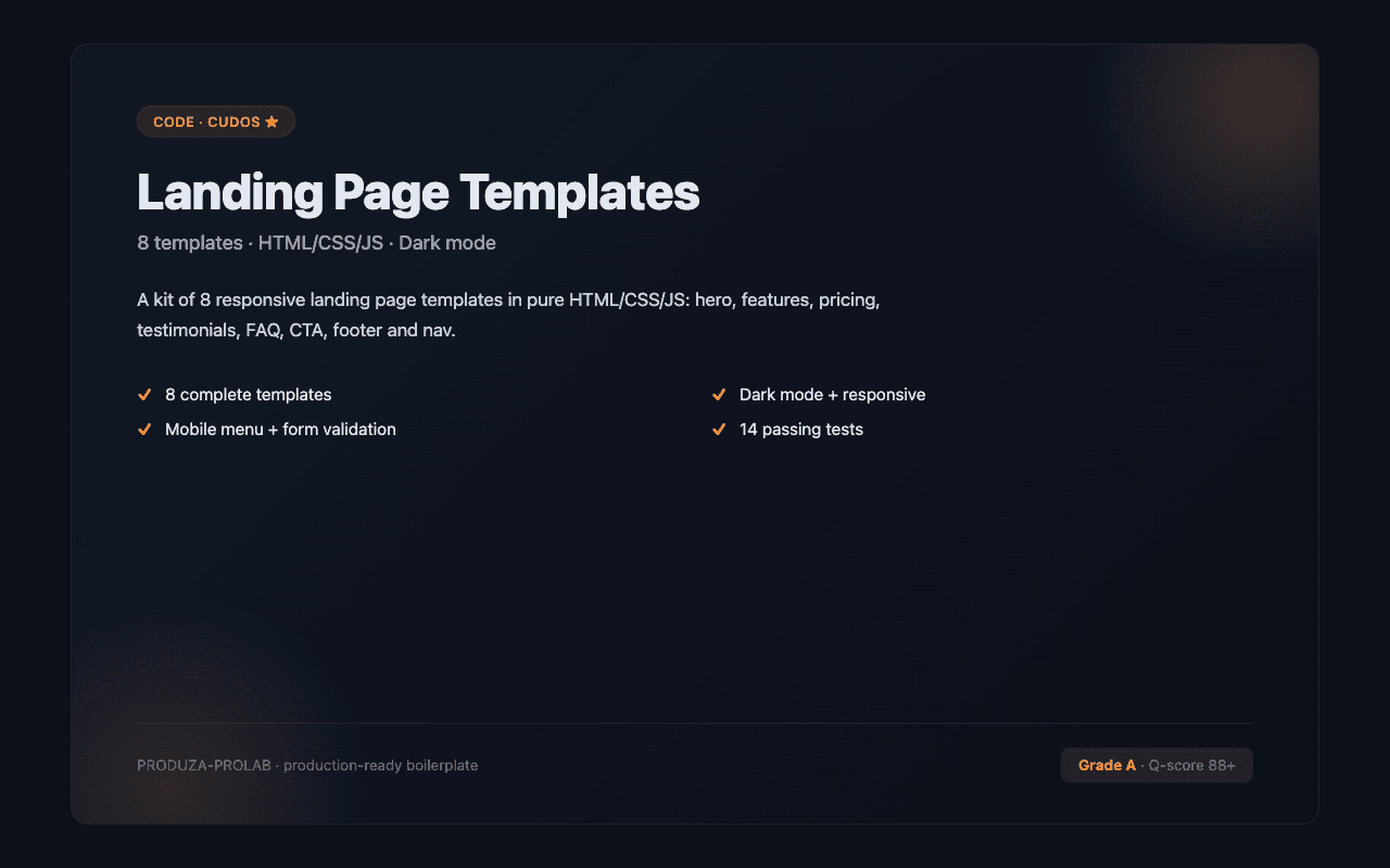 Landing Page Templates (8 Templates, Vanilla JS) screenshot 1
