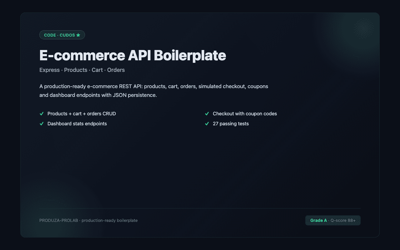E-commerce API Boilerplate (Express, Cart, Orders, Checkout)