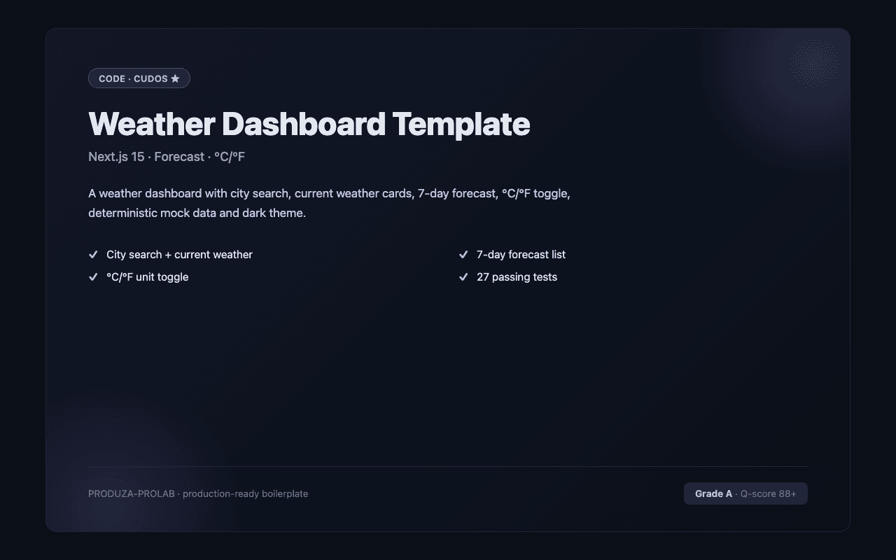 Weather Dashboard Template (Next.js 15, Forecast, °C/°F)
