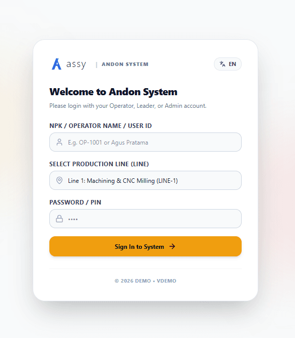 Andon Smart Factory - Real-Time Manufacturing Calling System