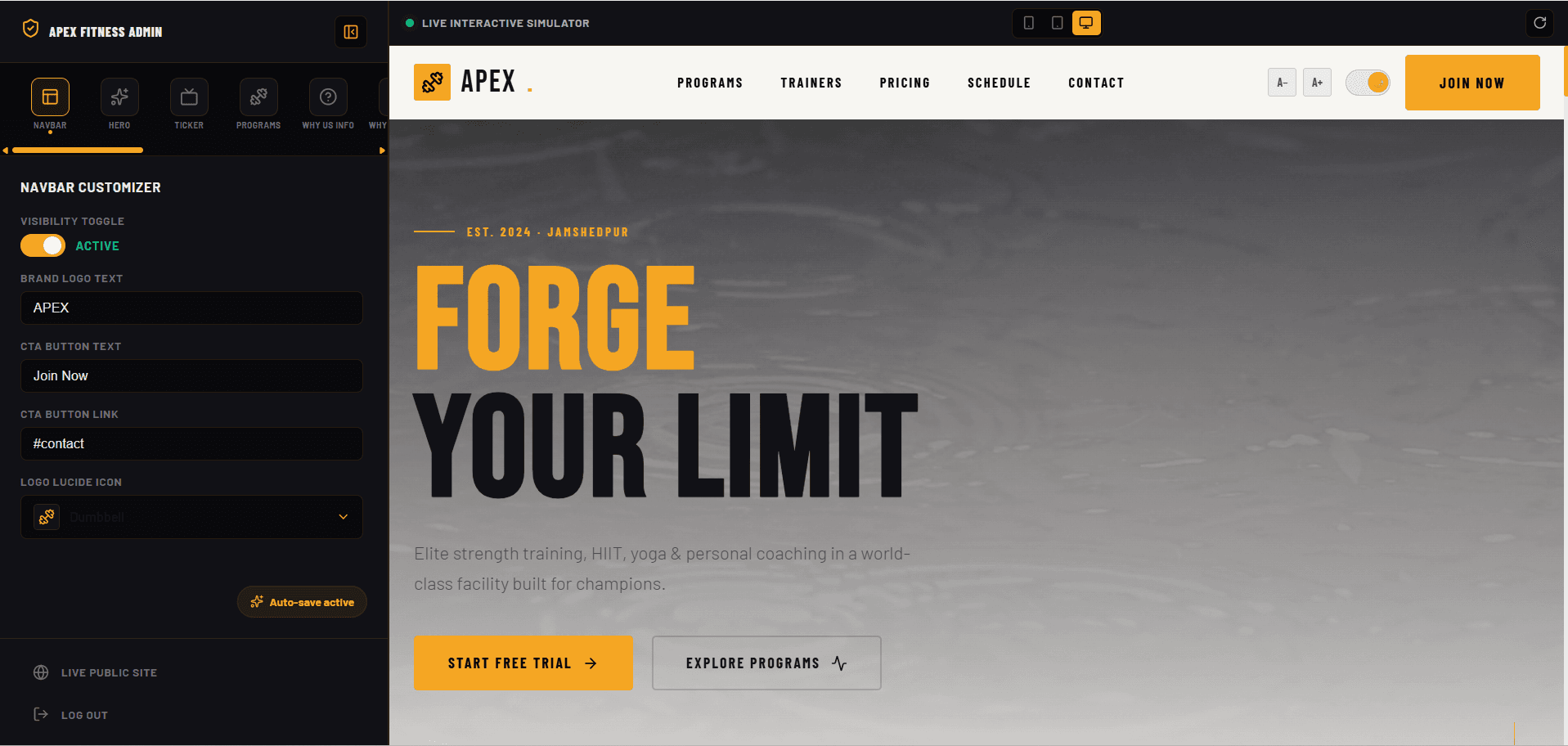 APEX – Elite Fitness & Gym Web Application